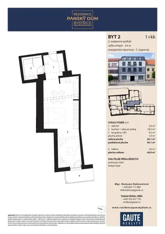 Prodej bytu 1+kk, Bystřice nad Pernštejnem, Masarykovo náměstí, 39 m2