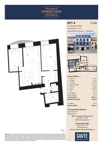 Prodej bytu 3+kk, Bystřice nad Pernštejnem, Masarykovo náměstí, 84 m2