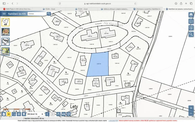 Prodej pozemku, Lety, Na Kloubcích, 1530 m2