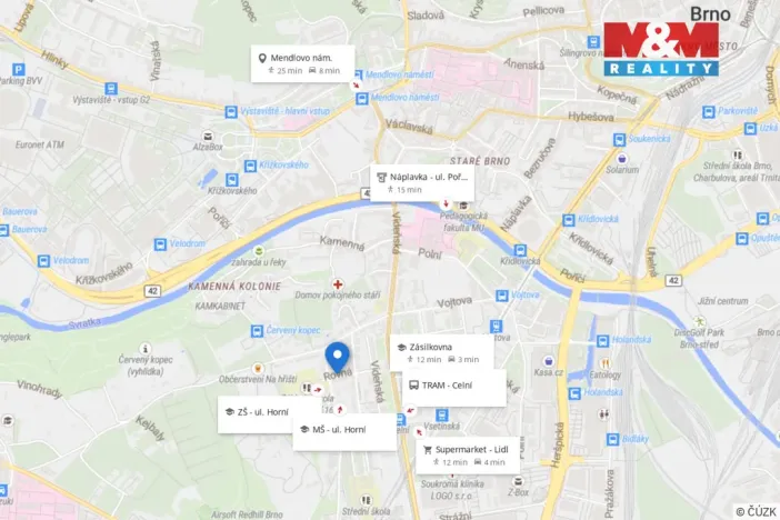 Pronájem bytu 2+kk, Brno - Štýřice, Rovná, 44 m2