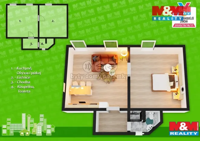 Pronájem bytu 1+1, Králíky, Jana Opletala, 38 m2