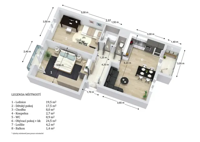 Pronájem bytu 3+kk, Střelice, Ant. Smutného, 77 m2