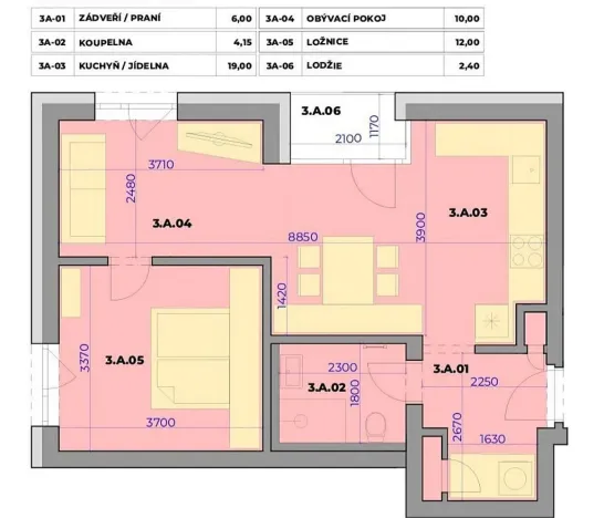 Pronájem bytu 2+kk, Brno, Vinařská, 54 m2