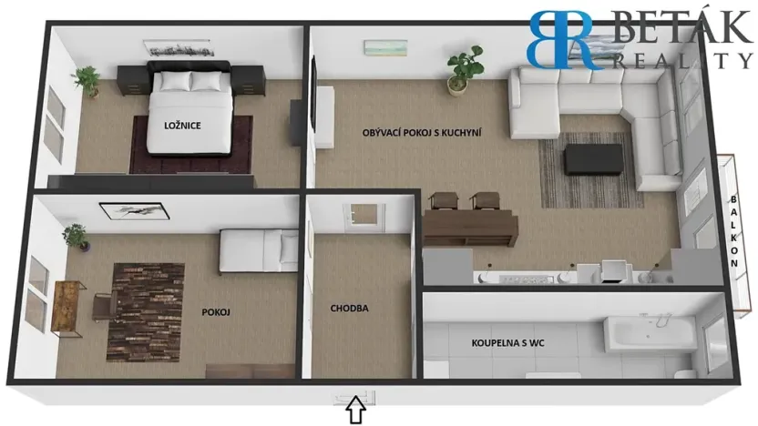 Prodej bytu 3+kk, Zlín, Obeciny X, 74 m2