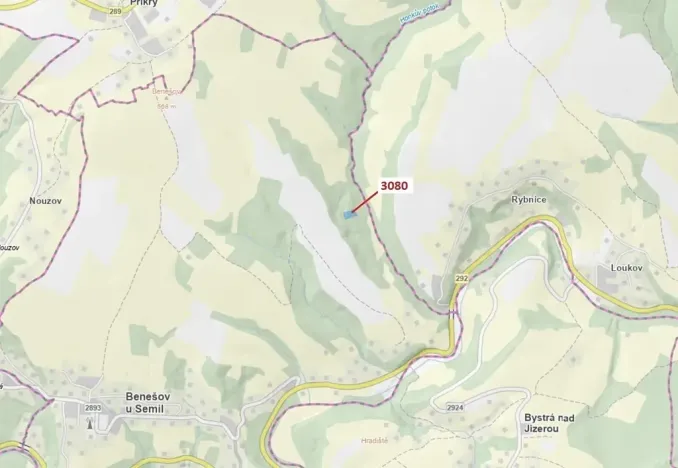 Dražba lesa, Benešov u Semil, 2540 m2