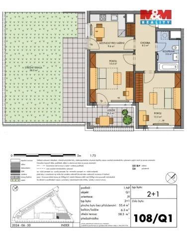 Prodej bytu 2+1, Praha - Hlubočepy, Gollové, 55 m2