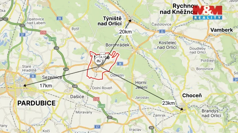 Prodej zahrady, Holice, 388 m2