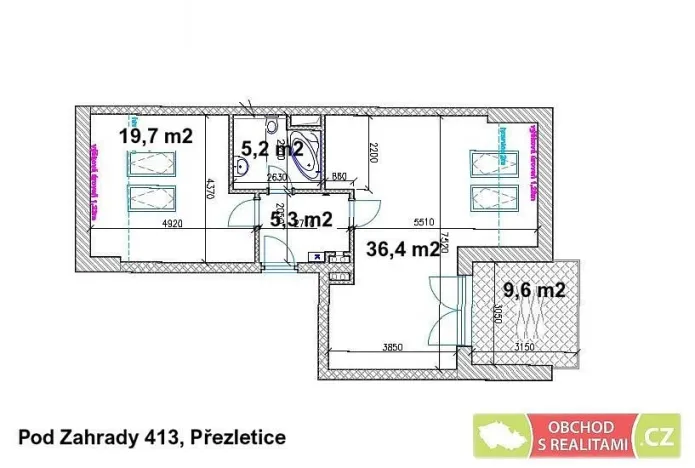Pronájem bytu 2+kk, Přezletice, Pod Zahrady, 66 m2