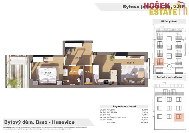 Dražba bytu 2+kk, Brno, Netušilova, 48 m2