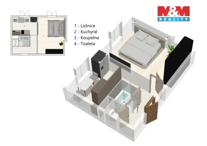 Prodej bytu 1+1, Praha - Letňany, Rýmařovská, 35 m2