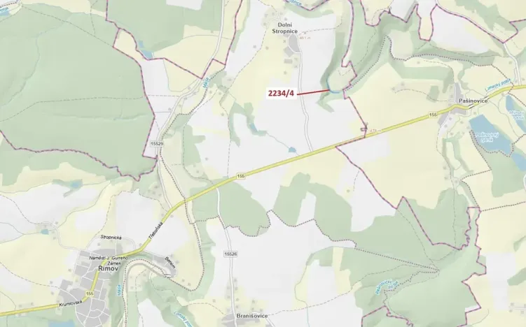 Dražba pozemku, Římov, 1687 m2