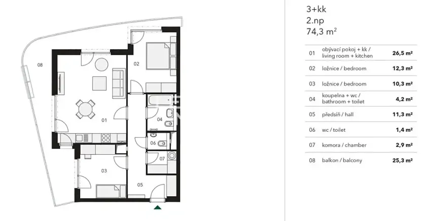 Pronájem bytu 3+kk, Praha - Stodůlky, Bělohlávkova, 74 m2