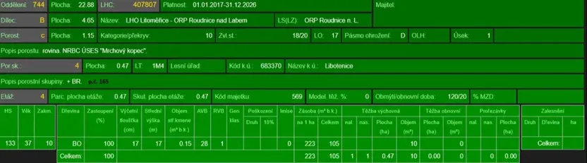Prodej lesa, Libotenice, 63021 m2