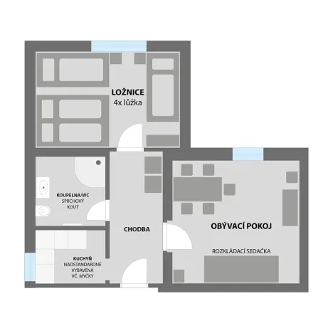 Prodej bytu 2+1, Sedloňov, 54 m2