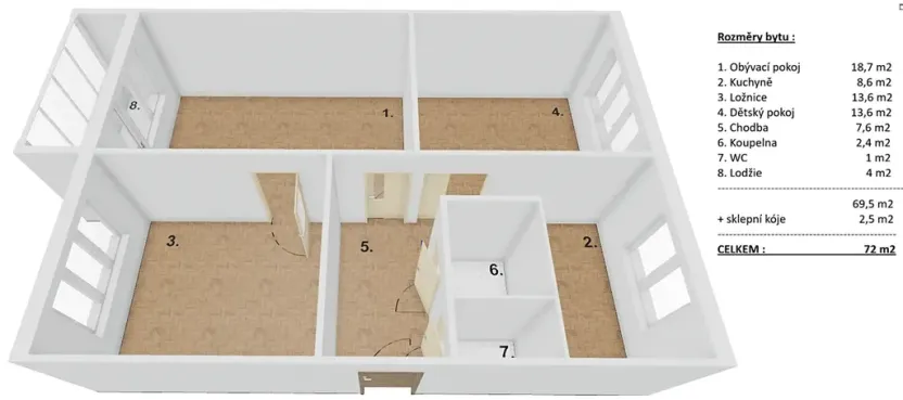 Prodej bytu 3+1, Zlín, Husova, 72 m2
