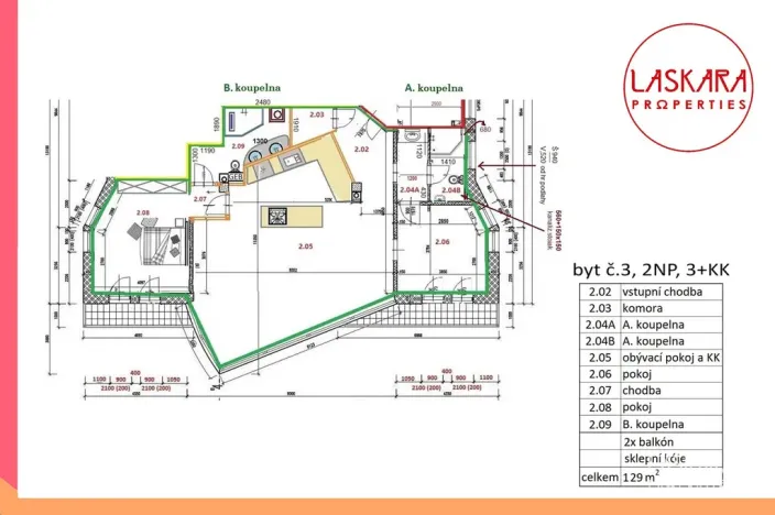 Pronájem bytu 3+kk, Horoušany - Horoušánky, Hlavní, 129 m2