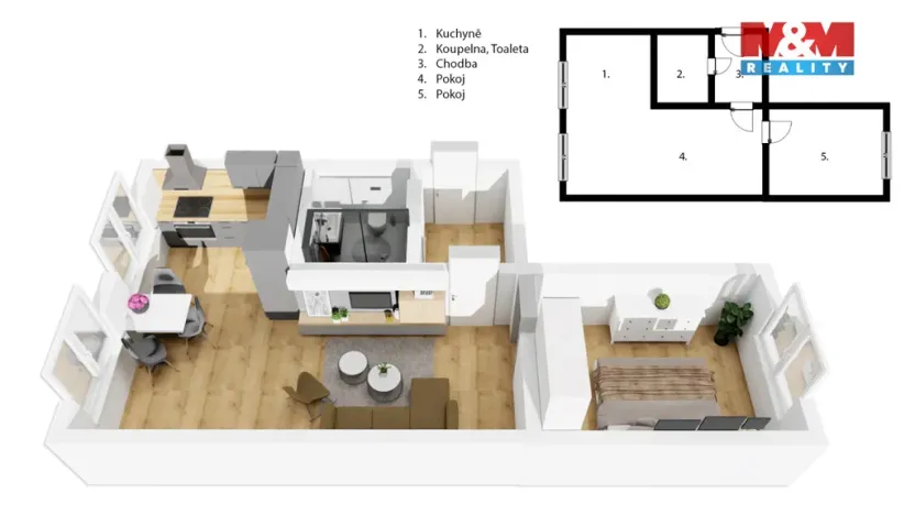 Prodej bytu 2+1, Kralupy nad Vltavou - Lobeček, Štefánikova, 53 m2