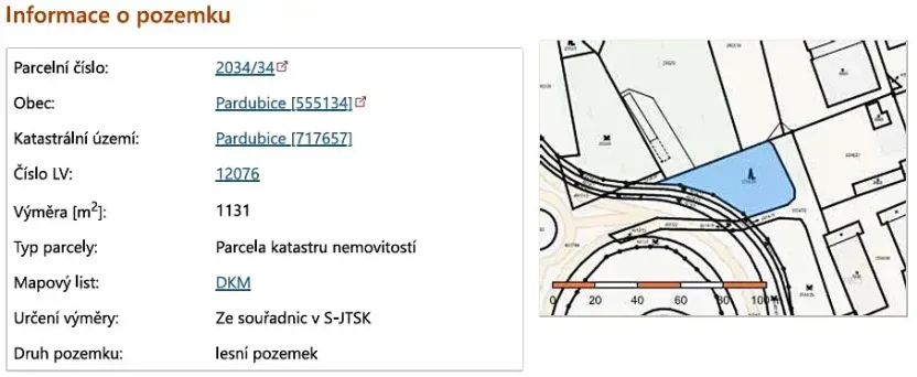 Prodej lesa, Pardubice, 2461 m2