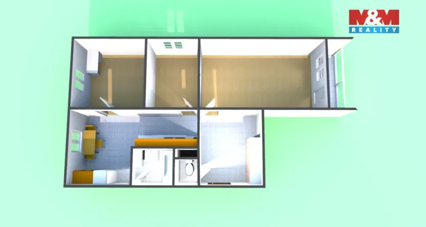 Pronájem bytu 3+1, Praha - Kamýk, Cihlářova, 66 m2