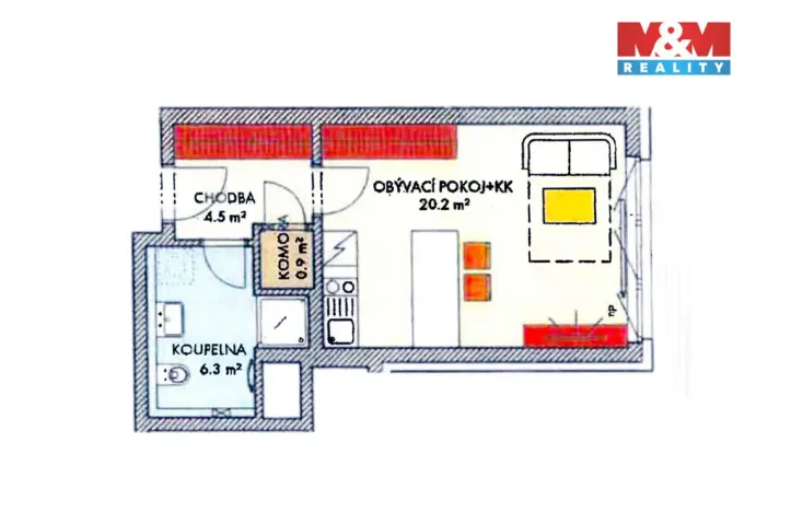 Prodej bytu 1+kk, Praha, Honzíkova, 33 m2