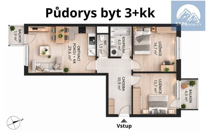 Prodej bytu 3+kk, Praha - Vysočany, Strnadových, 80 m2