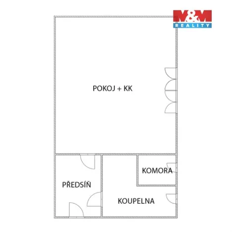 Pronájem bytu 1+kk, Meziboří, nám. 8. května, 26 m2