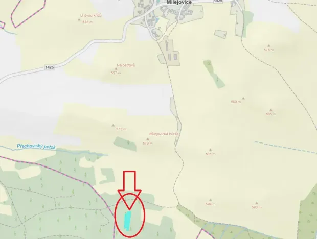 Prodej lesa, Milejovice, 2791 m2