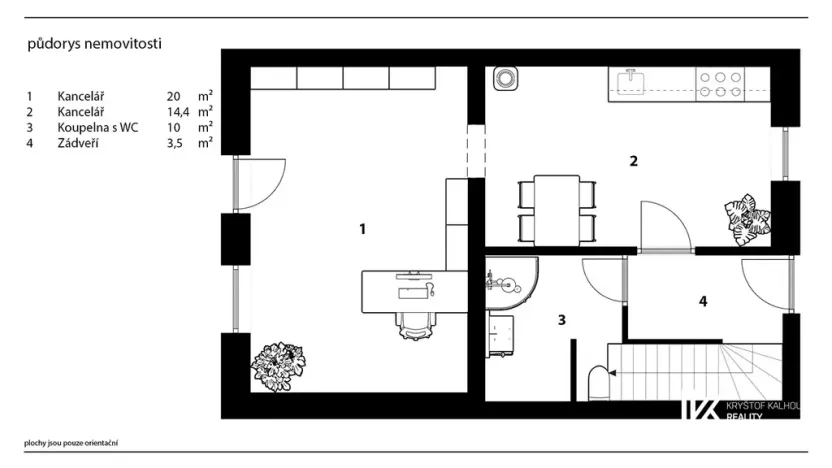 Pronájem kanceláře, Pardubice, Chrudimská, 149 m2