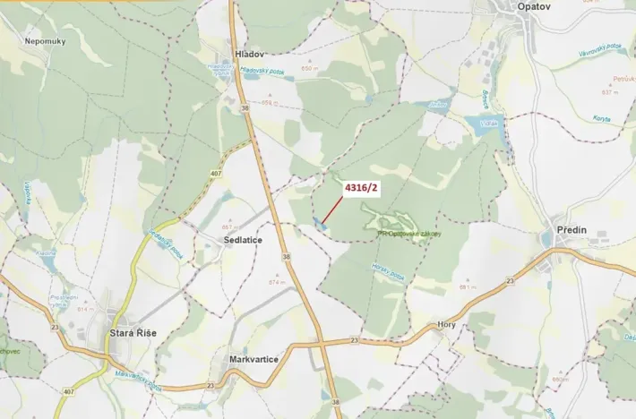 Dražba lesa, Opatov, 7085 m2