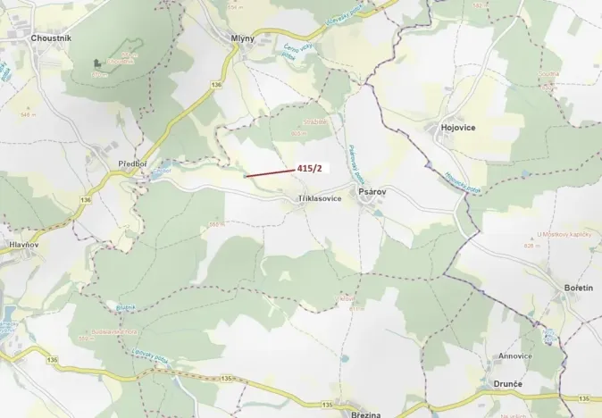 Dražba lesa, Psárov, 1251 m2