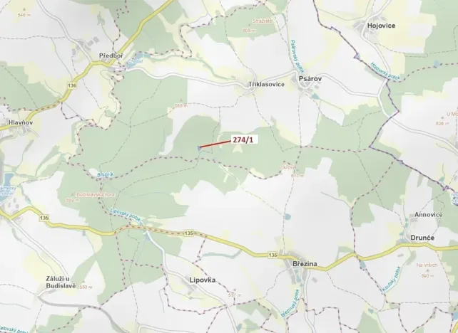 Dražba lesa, Psárov, 2949 m2