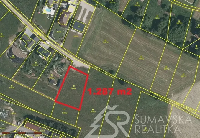 Prodej pozemku, Vimperk - Vimperk III, Malá Homolka, 1287 m2