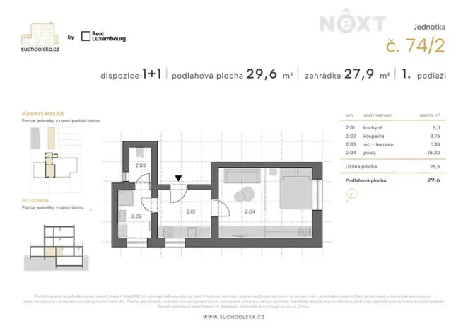 Prodej bytu 1+1, Praha - Sedlec, Suchdolská, 27 m2