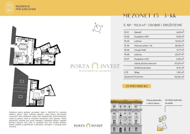 Prodej bytu 3+kk, Praha - Vinohrady, Pod Karlovem, 109 m2
