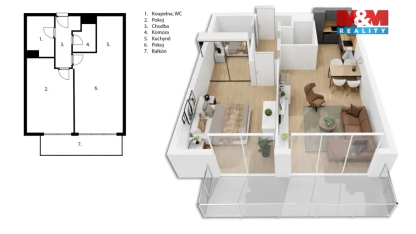 Pronájem bytu 2+kk, Praha - Letňany, Hlučkova, 60 m2