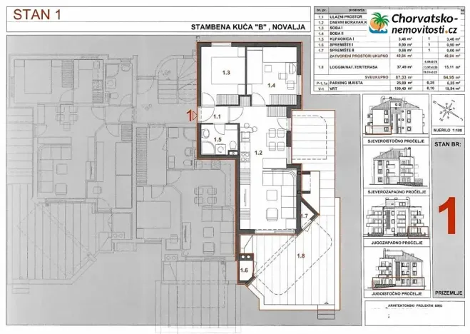 Prodej bytu 3+1, Novalja, Chorvatsko, 87 m2