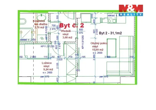 Pronájem bytu 1+1, Mariánské Lázně - Úšovice, Palackého, 31 m2