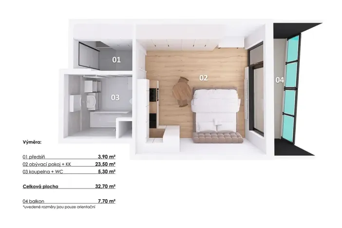 Pronájem bytu 1+kk, Praha - Žižkov, Olgy Havlové, 32 m2