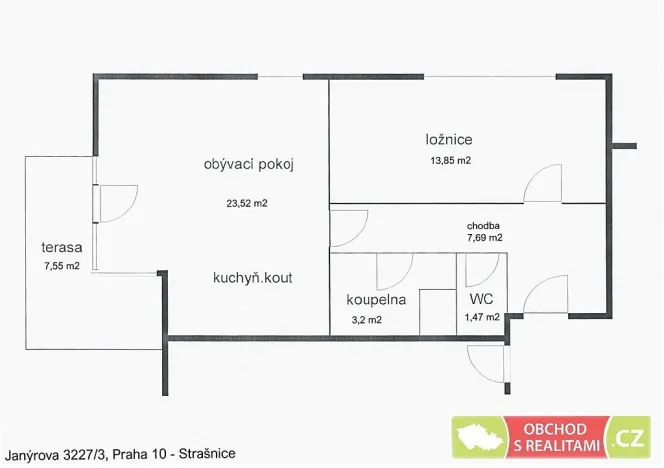 Pronájem bytu 2+kk, Praha, Janýrova, 57 m2
