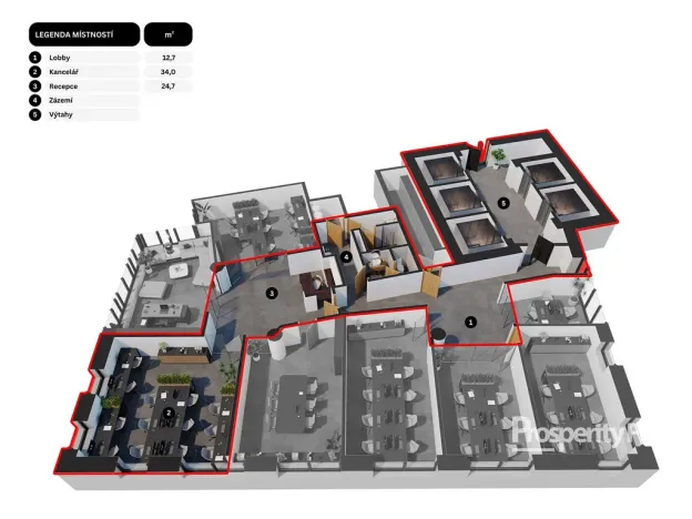 Pronájem kanceláře, Brno - Štýřice, Pražákova, 34 m2