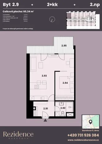 Prodej bytu 2+kk, Brno, Burešova, 61 m2