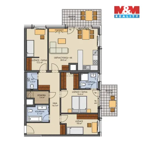 Prodej bytu 4+kk, Praha - Prosek, Nad Krocínkou, 107 m2