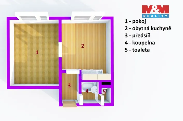 Prodej bytu 1+1, Bílina - Teplické Předměstí, Sídliště Za Chlumem, 35 m2