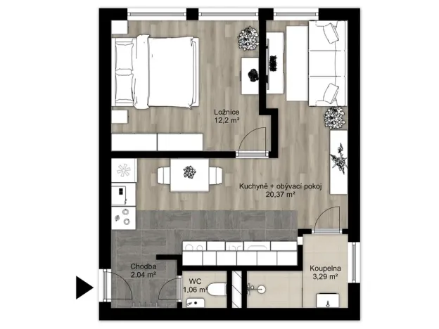 Pronájem bytu 2+kk, Kralupy nad Vltavou - Lobeček, Krakovská, 38 m2