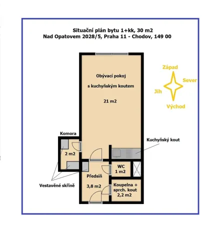 Pronájem bytu 1+kk, Praha - Chodov, Nad Opatovem, 30 m2
