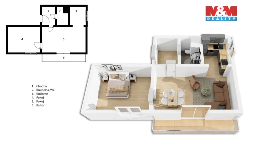 Prodej bytu 2+1, Jankov, 45 m2