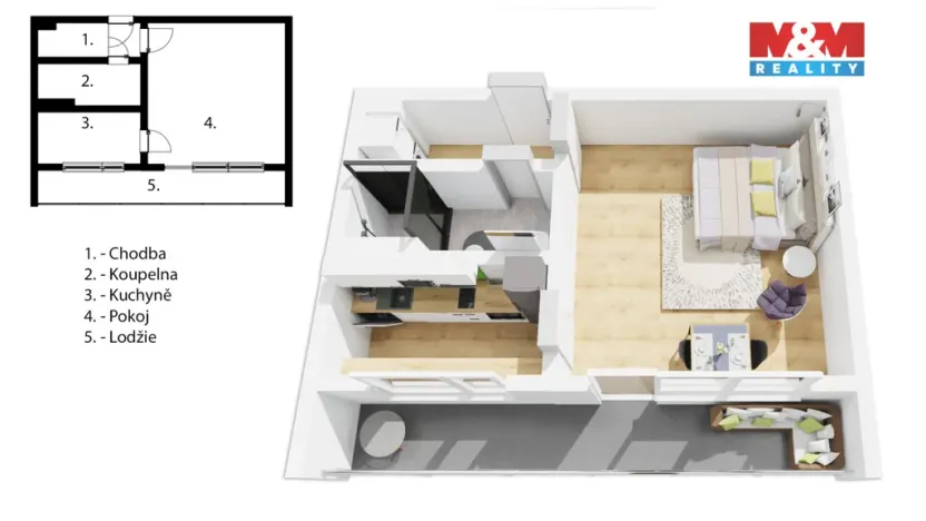 Prodej bytu 1+kk, Hradec Králové - Slezské Předměstí, Třebechovická, 27 m2