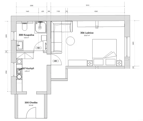 Pronájem bytu 1+1, Plzeň, Dvorní, 36 m2