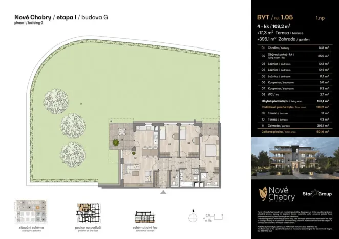 Prodej bytu 4+kk, Praha - Dolní Chabry, Na šubě, 109 m2