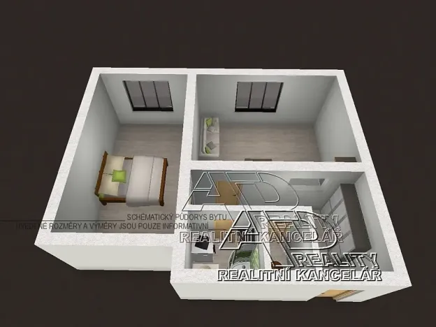 Pronájem bytu 2+kk, České Budějovice, Suchovrbenské nám., 44 m2